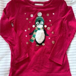 Children's Place long-sleeve top with festive penguin graphic size Small 5/6